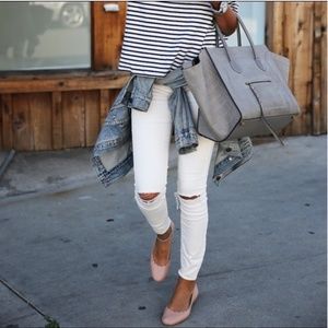 Topshop Moto White Ripped Leigh Jeans